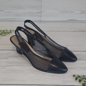 Sesto Meucci Vintage Slingback Pumps - Grey Mesh Italien Womens Size 7M